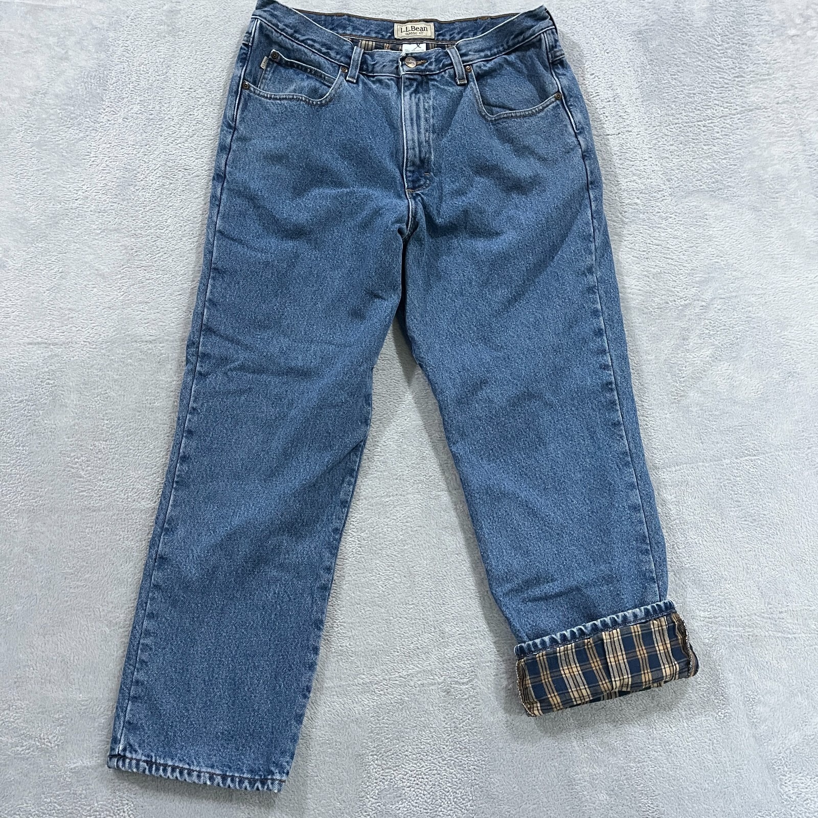 Ll Bean Jeans Mens 34x30* Denim Blue Flannel Lined Classic Fit Outdoor Y2k